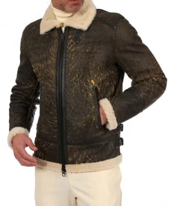 Uomo D'Arienzo Peter - Montone testa di moro Shearling biker uomo collo camicia con fibbia