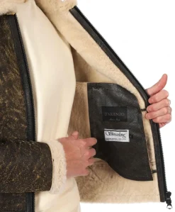 Uomo D'Arienzo Peter - Montone testa di moro Shearling biker uomo collo camicia con fibbia