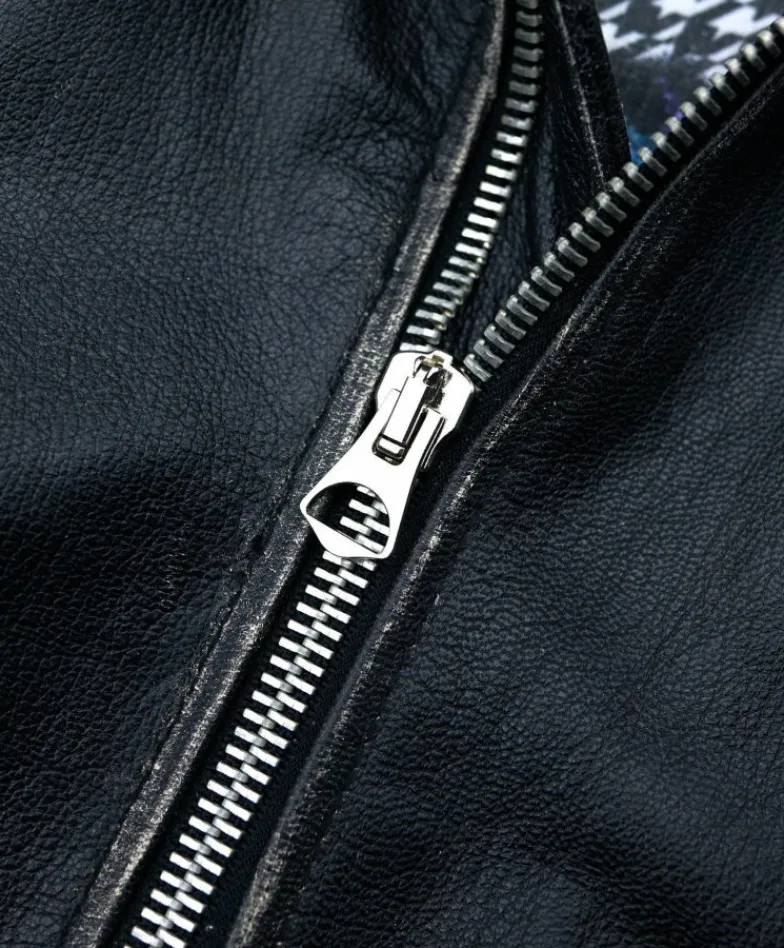 Uomo D'Arienzo Philiphs - Giacca in pelle nera vintage quattro tasche zip