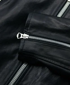 Uomo D'Arienzo Philiphs - Giacca in pelle lavata nera vintage quattro tasche zip