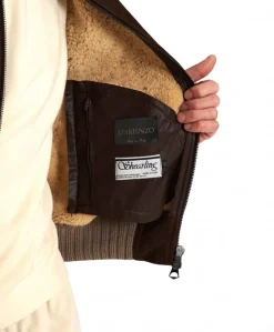 Uomo D'Arienzo Pilot - Montone Shearling testa di moro bomber uomo collo camicia