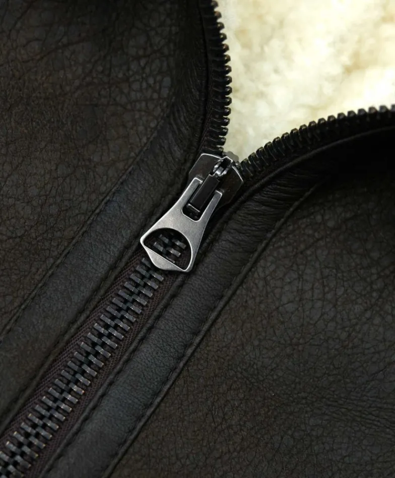 Uomo D'Arienzo Pilot - Montone Shearling testa di moro bomber uomo collo camicia