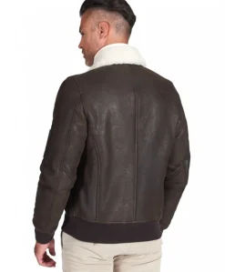 Uomo D'Arienzo Pilot - Montone Shearling testa di moro bomber uomo collo camicia
