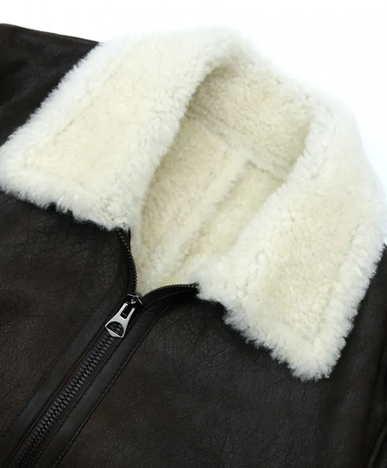 Uomo D'Arienzo Pilot - Montone Shearling testa di moro bomber uomo collo camicia