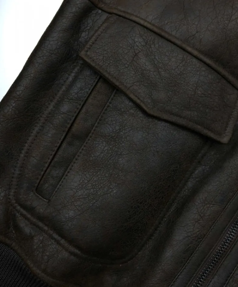 Uomo D'Arienzo Pilot - Montone Shearling testa di moro bomber uomo collo camicia