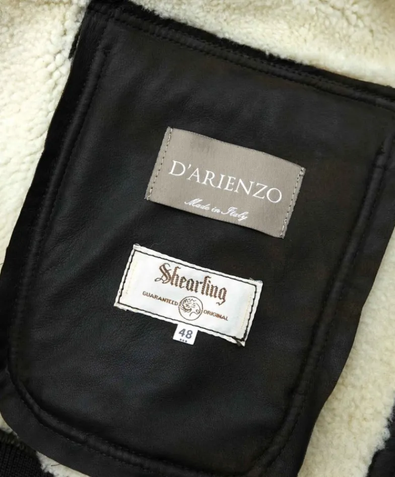 Uomo D'Arienzo Pilot - Montone Shearling testa di moro bomber uomo collo camicia