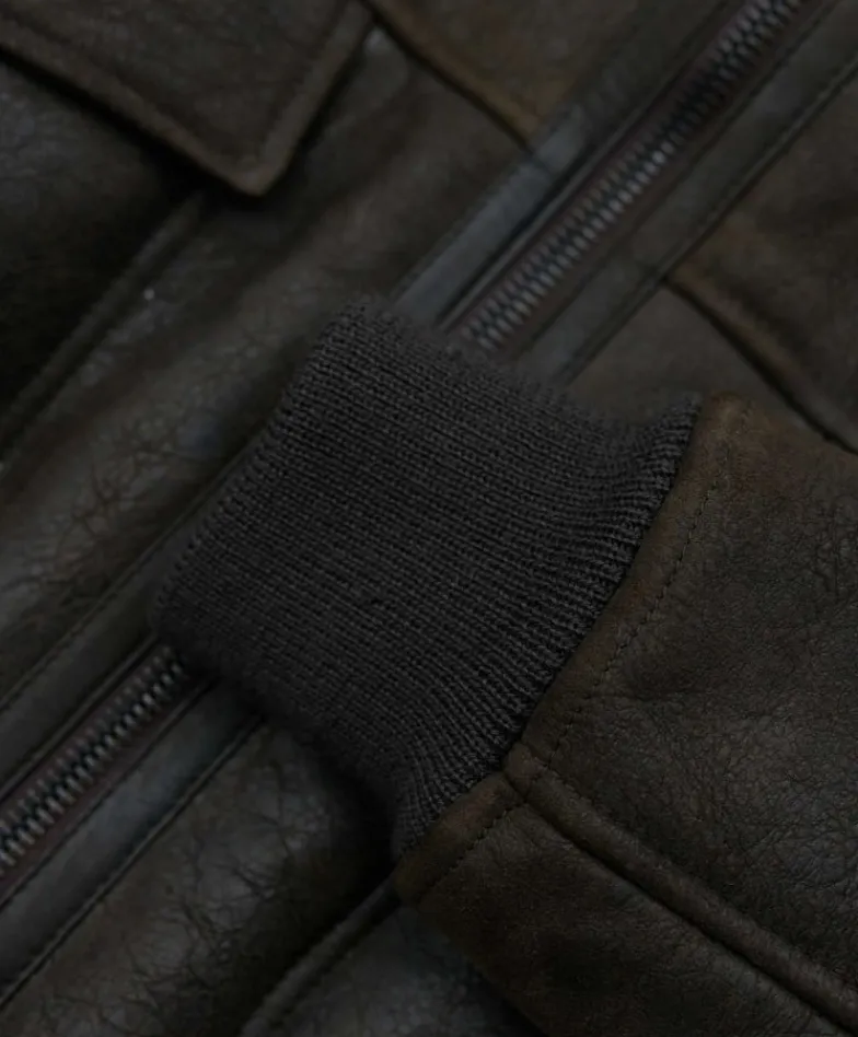 Uomo D'Arienzo Pilot - Montone Shearling testa di moro bomber uomo collo camicia