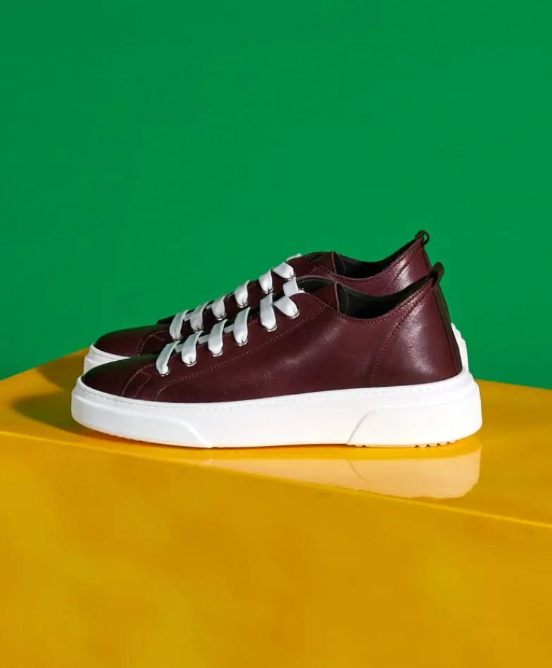 Uomo D'Arienzo Pisa - Sneakers in pelle bordeaux da uomo