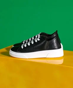 Uomo D'Arienzo Pisa - Sneakers in pelle nera stampa cocco da uomo