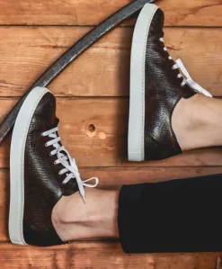 Uomo D'Arienzo Positano - Sneakers in pelle testa di moro viperina da uomo