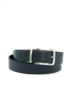 Uomo D'Arienzo Rev-Saff - Cintura uomo in pelle di vitello saffiano nero blu reversibile con fibbia girevole