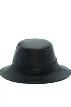 Donna D'Arienzo Riviera - Cappello da donna in pelle nera stile secchiello
