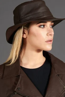 Donna D'Arienzo Riviera - Cappello da donna in pelle testa di moro stile secchiello