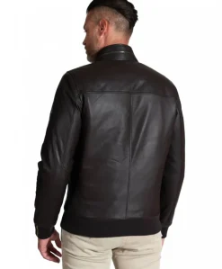 Uomo D'Arienzo Roy - Bomber imbottito in pelle nappa marrone collo coreana con cerniera