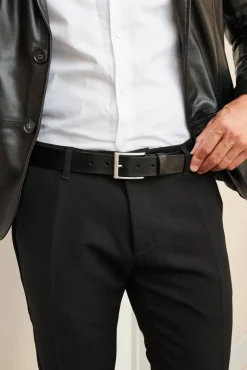Uomo D'Arienzo Ruben - Cintura uomo in pelle nera di vitello con fibbia argento