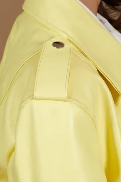 Donna D'Arienzo Sarah - Giacca chiodo in pelle giallo pastello vestibilità comoda