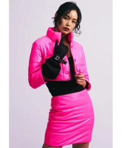 Donna D'Arienzo Sophie - Gonna corta trapuntata in pelle fuxia
