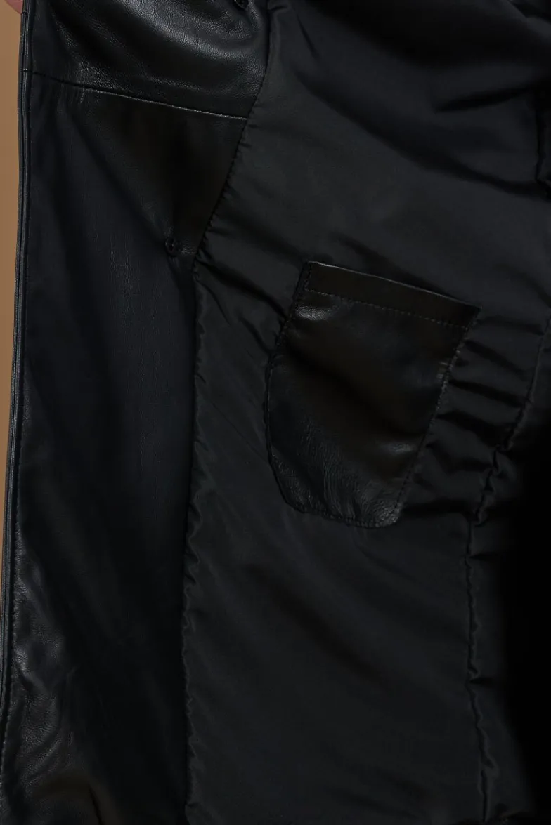 Uomo D'Arienzo Spinel - Cappotto in pelle nappa nera doppio petto con cintura