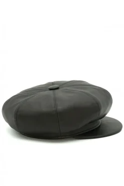 Donna D'Arienzo Taormina - Cappello da donna in pelle nera stile berretto francese