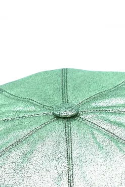 Donna D'Arienzo Taormina - Cappello da donna in pelle laminata verde chiaro berretto francese