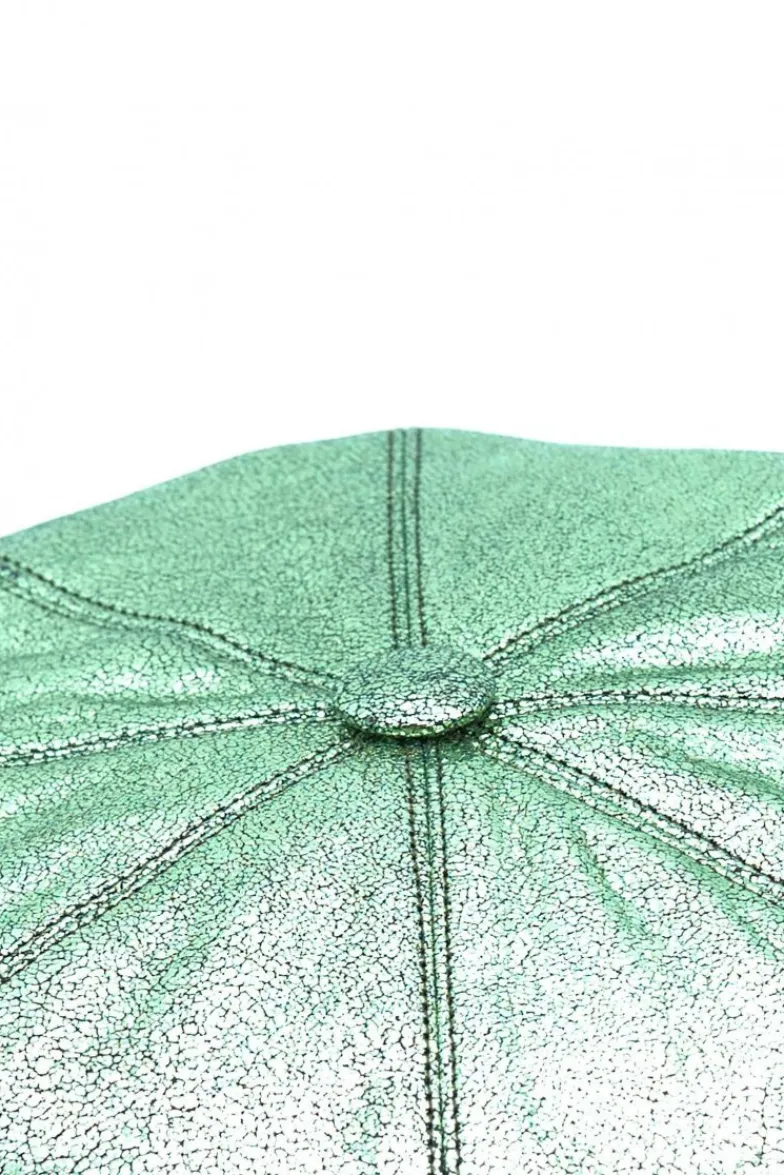 Donna D'Arienzo Taormina - Cappello da donna in pelle laminata verde chiaro berretto francese