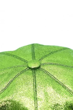 Donna D'Arienzo Taormina - Cappello da donna in pelle laminata verde berretto francese