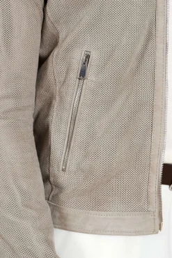 Uomo D'Arienzo Ted - Giacca in camoscio traforato grigio effetto liscio