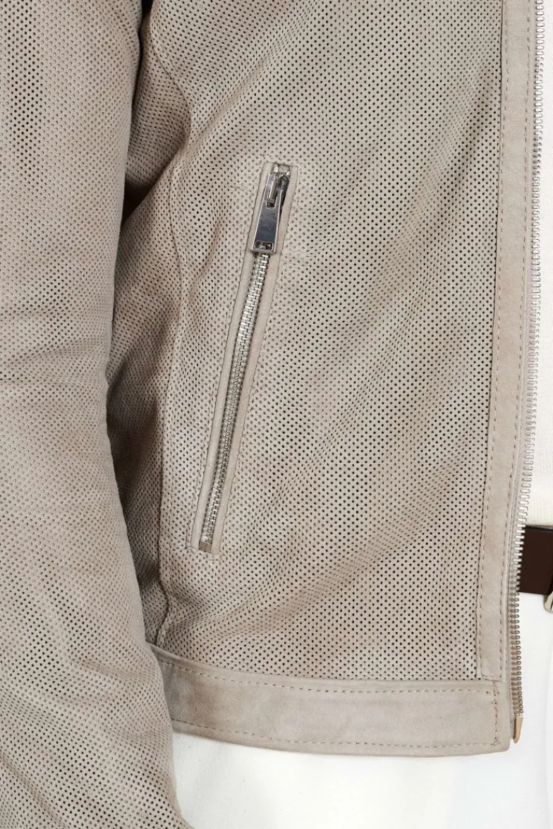 Uomo D'Arienzo Ted - Giacca in camoscio traforato grigio effetto liscio