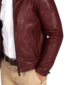 Uomo D'Arienzo Ted - Giacca in pelle bordeaux effetto vintage