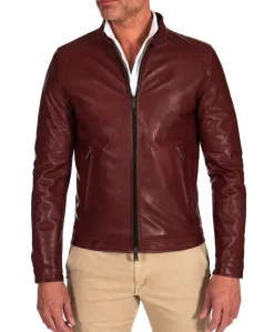 Uomo D'Arienzo Ted - Giacca in pelle bordeaux effetto vintage