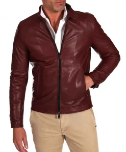 Uomo D'Arienzo Ted - Giacca in pelle bordeaux effetto vintage