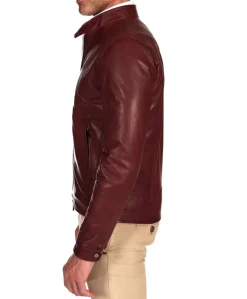 Uomo D'Arienzo Ted - Giacca in pelle bordeaux effetto vintage