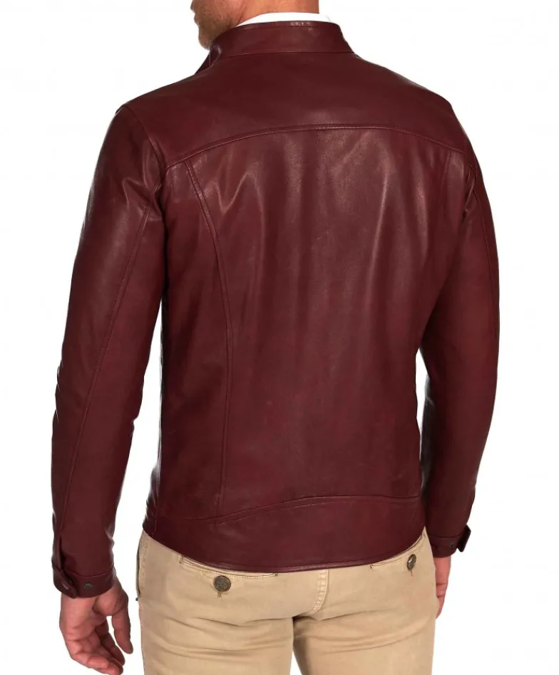 Uomo D'Arienzo Ted - Giacca in pelle bordeaux effetto vintage