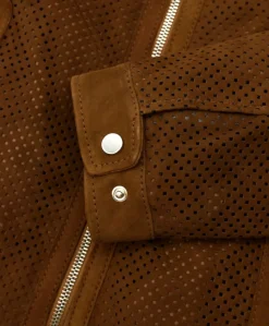 Uomo D'Arienzo Ted - Giacca in pelle camoscio traforato colore cuoio
