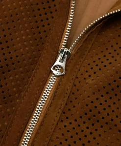 Uomo D'Arienzo Ted - Giacca in pelle camoscio traforato colore cuoio