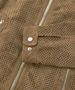 Uomo D'Arienzo Ted - Giacca in pelle camoscio traforato colore fango