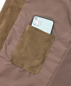 Uomo D'Arienzo Ted - Giacca in pelle camoscio traforato colore fango