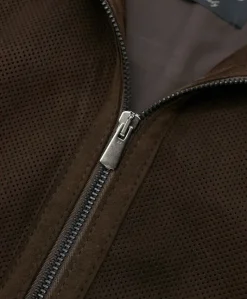 Uomo D'Arienzo Ted - Giacca in pelle camoscio traforato colore testa di moro