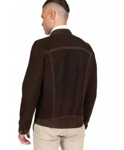 Uomo D'Arienzo Ted - Giacca in pelle camoscio traforato colore testa di moro