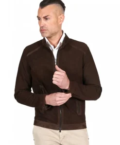 Uomo D'Arienzo Ted - Giacca in pelle camoscio traforato colore testa di moro