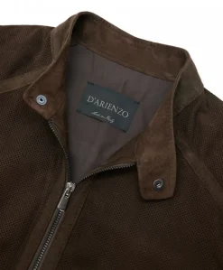 Uomo D'Arienzo Ted - Giacca in pelle camoscio traforato colore testa di moro