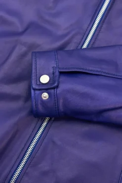 Uomo D'Arienzo Ted - Giacca in pelle naturale bluette effetto liscio
