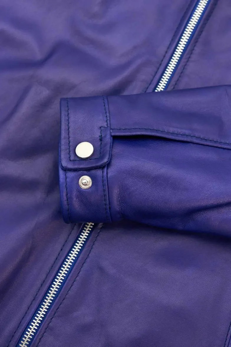 Uomo D'Arienzo Ted - Giacca in pelle naturale bluette effetto liscio