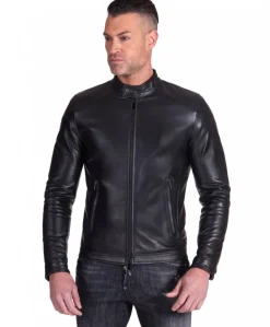 Uomo D'Arienzo Ted - Giacca in pelle nera nappa effetto liscio