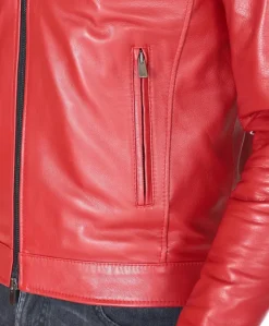 Uomo D'Arienzo Ted - Giacca in pelle rossa nappa effetto liscio collo coreana