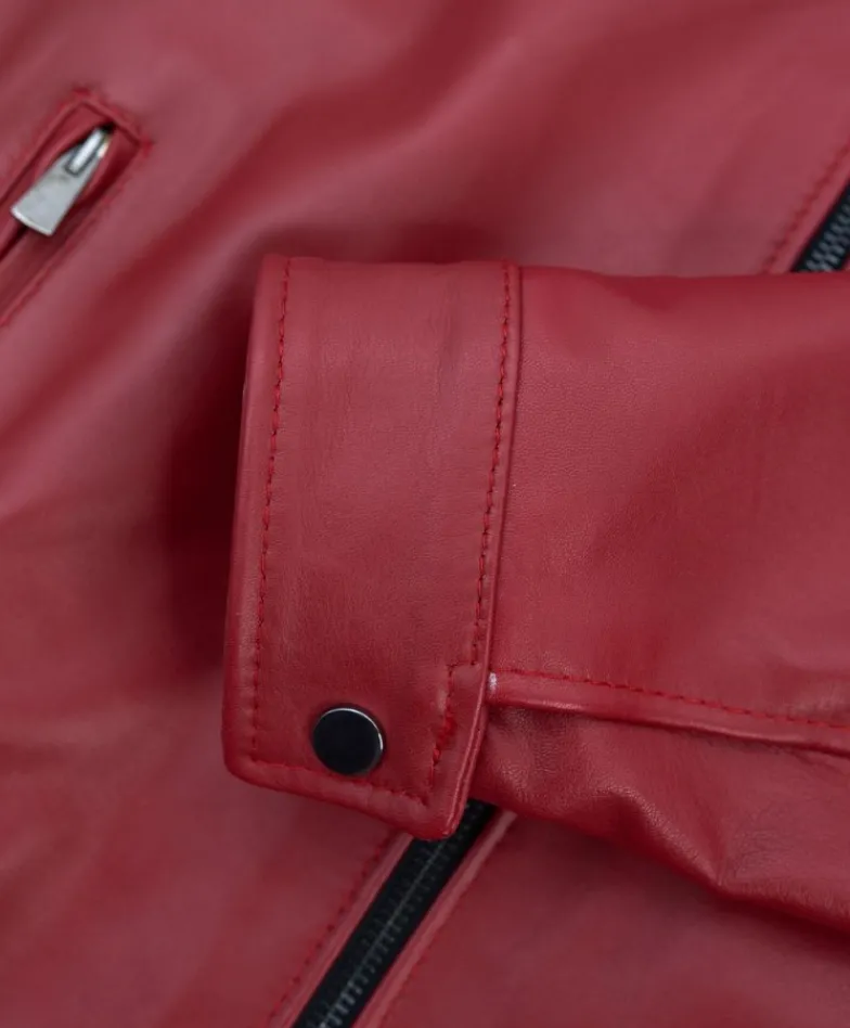 Uomo D'Arienzo Ted - Giacca in pelle rossa nappa effetto liscio collo coreana