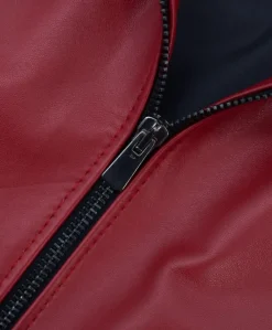 Uomo D'Arienzo Ted - Giacca in pelle rossa nappa effetto liscio collo coreana