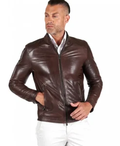 Uomo D'Arienzo Ted - Giacca in pelle testa di moro effetto vintage collo coreana