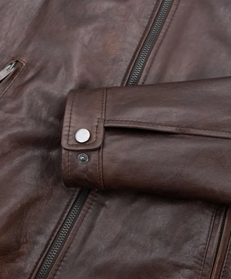 Uomo D'Arienzo Ted - Giacca in pelle testa di moro effetto vintage collo coreana