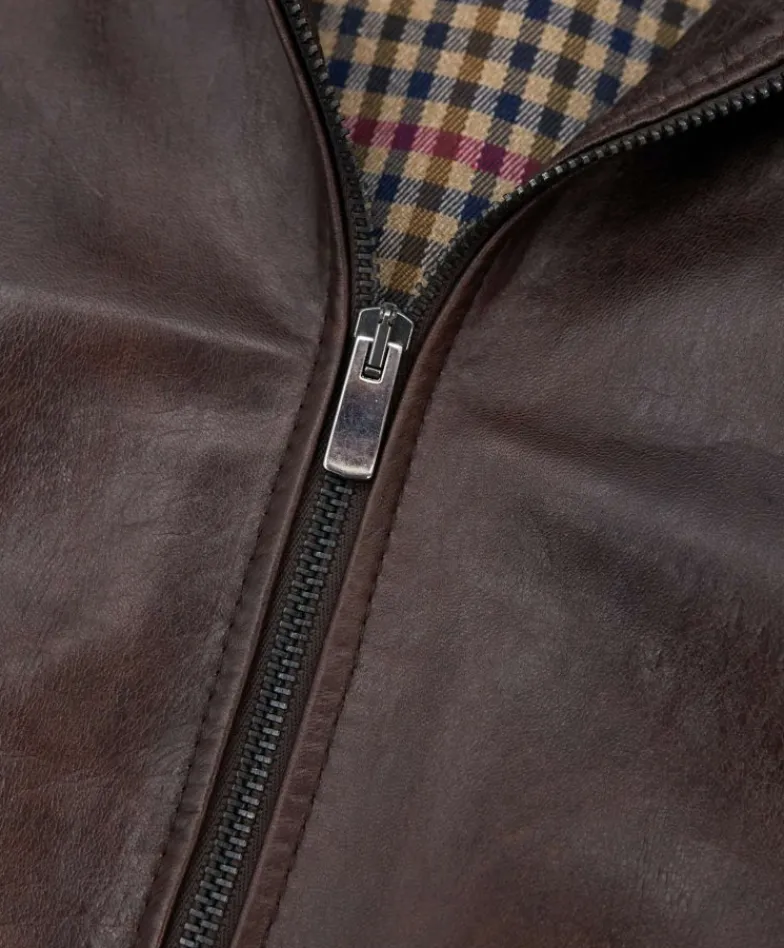 Uomo D'Arienzo Ted - Giacca in pelle testa di moro effetto vintage collo coreana